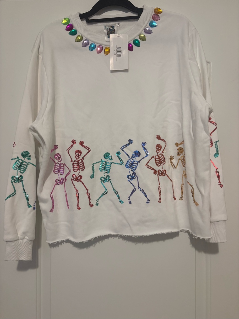 Queen of Sparkles White Dancing Skeleton Sweatshirt